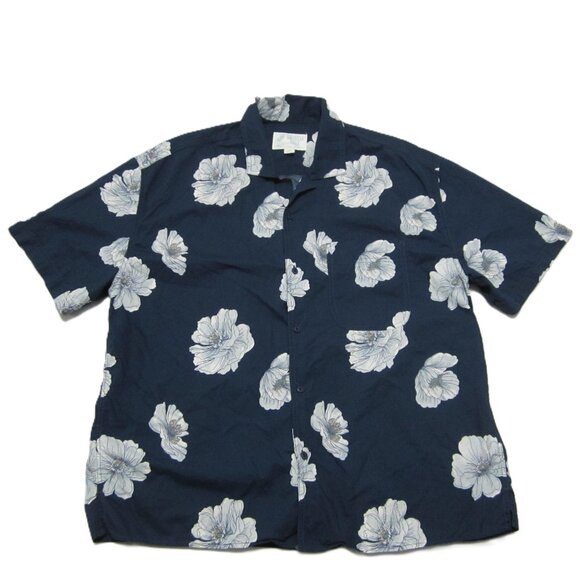 American Eagle Hawaiian Tropical Shirt Men's Size Large Blue Cotton Viscose SS - Picture 1 of 11